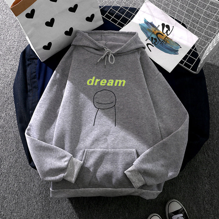 Unisex Oversize-Kapuzenpullover mit minimalistischem Smiley-Print, weichem Fleece-Innenfutter und praktischer Kängurutasche – Auréline