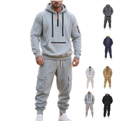 Herren Urbane Cargo-Jogging-Set mit Utility-Hoodie, Reißverschluss-Details und Cargo-Joggers Echoarchiv