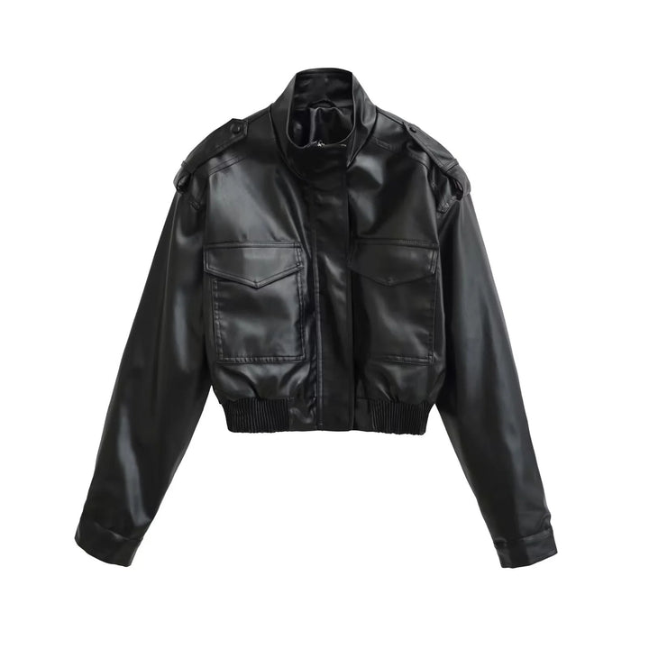 Damen nan cropped Field-Bomberjacke im Military-Look mit Stehkragen, Schulterklappen und taillennahem Rippbund Echo Archiv