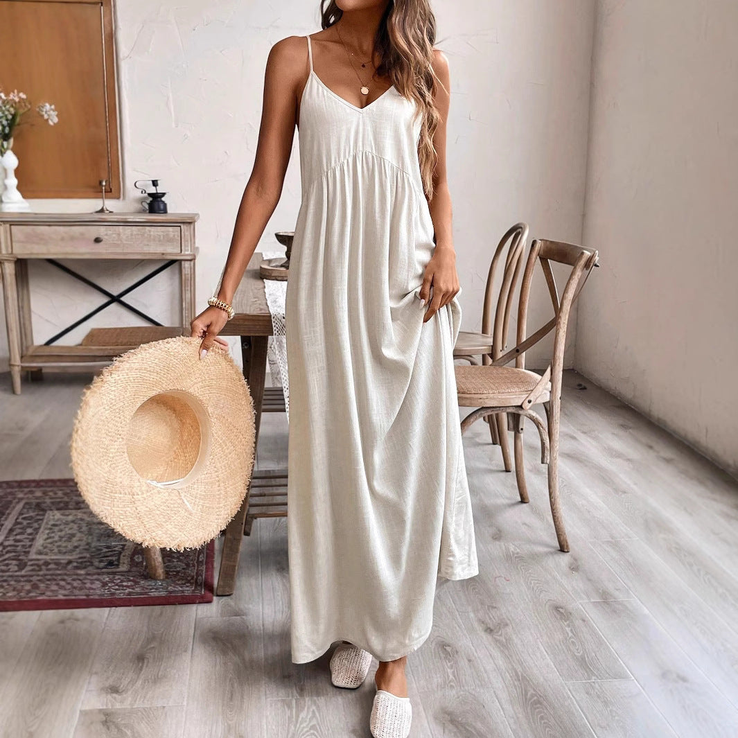 Damen Maxikleid mit feinen Trägern und fließendem Schnitt Echo Archiv