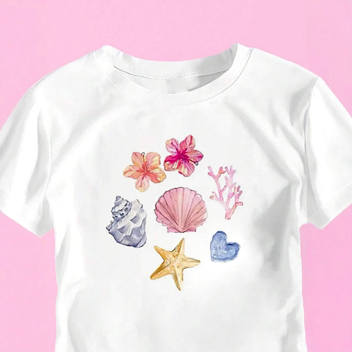 Damen Crop-T-Shirt mit maritimem Motiv Echo Archiv