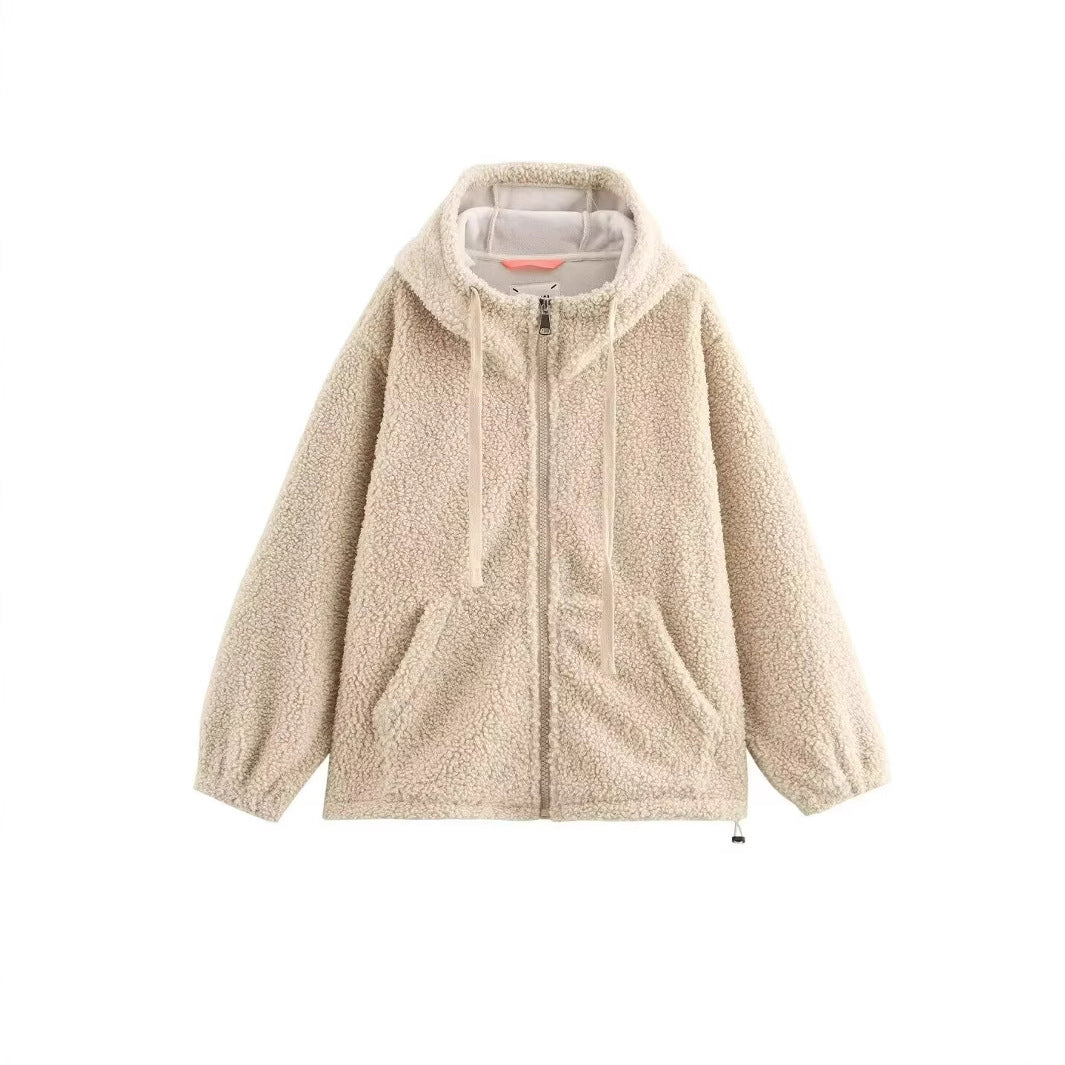Damen Teddy-Fleece-Kapuzenjacke mit durchgehendem Reißverschluss und Kängurutaschen Echo Archiv