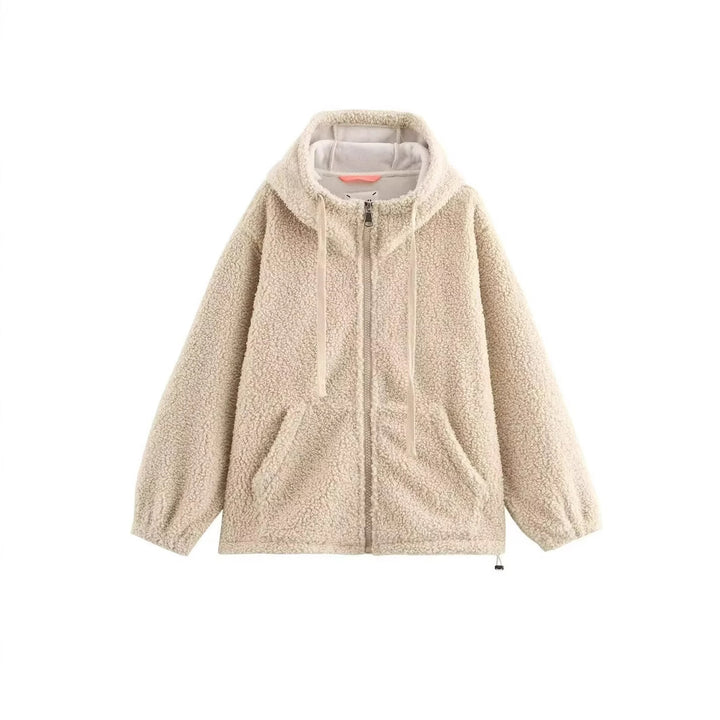 Damen Teddy-Fleece-Kapuzenjacke mit durchgehendem Reißverschluss und Kängurutaschen Echo Archiv