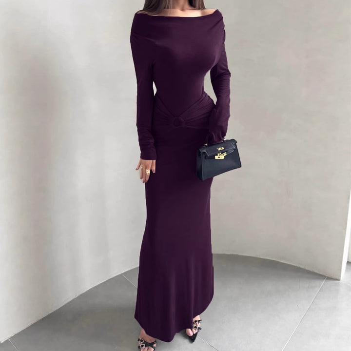 Damen Off-Shoulder Maxikleid mit taillierter Wickeloptik und Raffung Echo Archiv