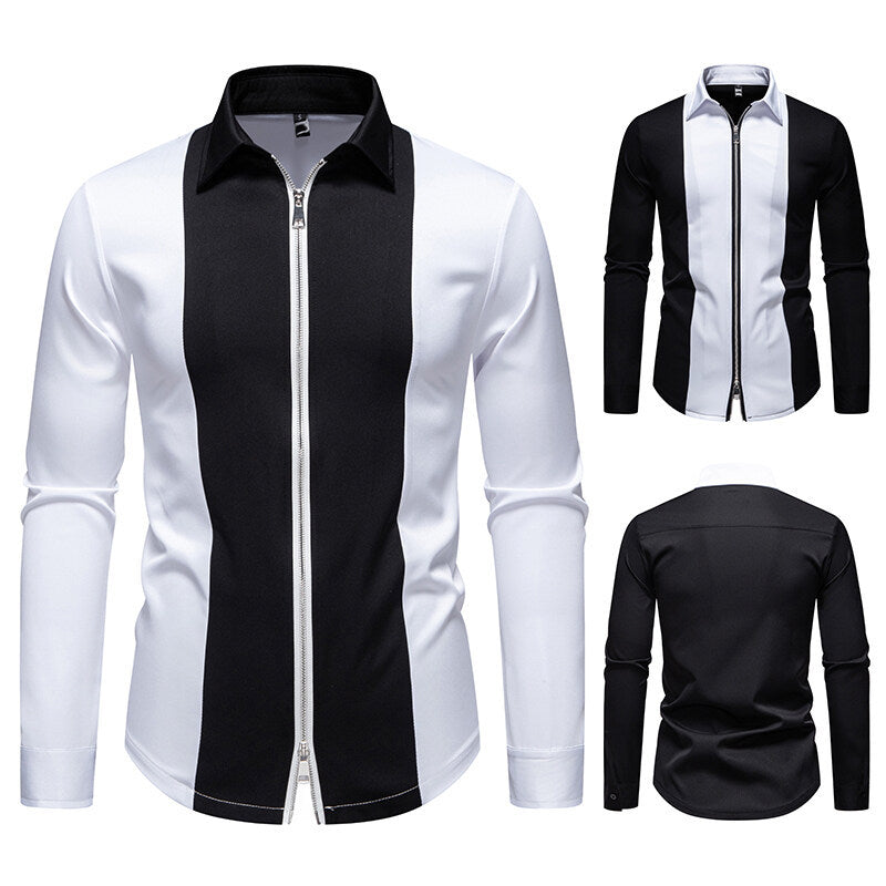 Herren Sportliches Langarmshirt mit modernem Reißverschluss und kontrastierenden Farben Echoarchiv
