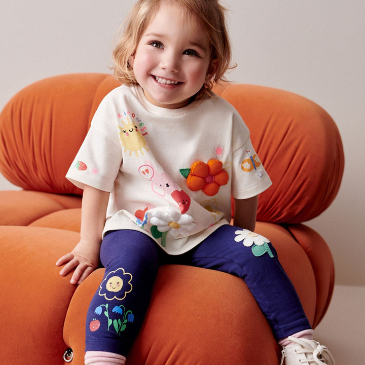 Mädchen Leggings mit verspielter Blumenapplikation Echo Archiv