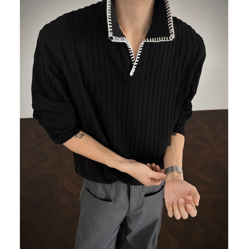 Herren Pullover mit lässigem strukturiertem Design und modischem Kragen Echoarchiv