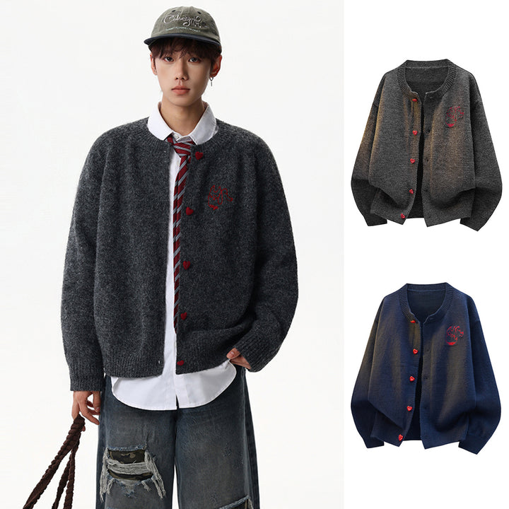 Damen Kuscheliger Grobstrick Cardigan mit Herz-Knöpfen Echoarchiv