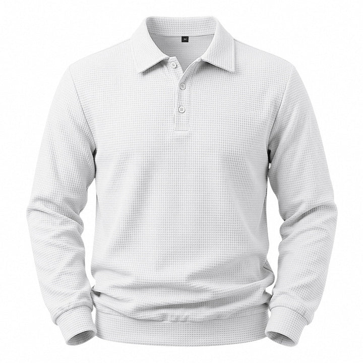 Herren Langarm-Poloshirt mit Waffelstruktur und Baumwollmix Echoarchiv
