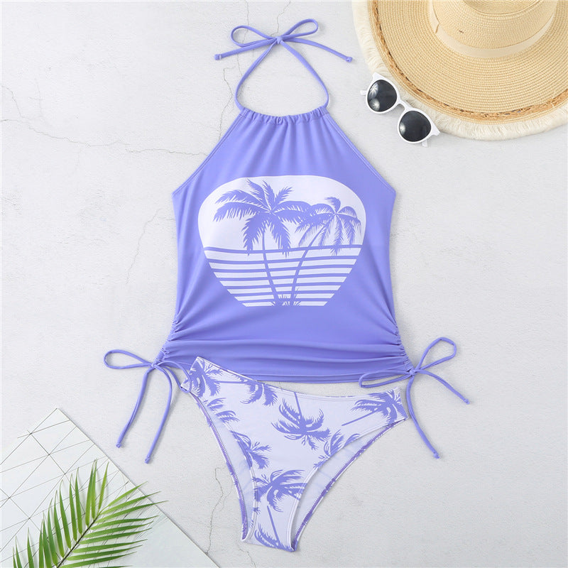 Damen Tankini-Set mit verstellbarem Halter-Design und tropischem Druck Echo Archiv