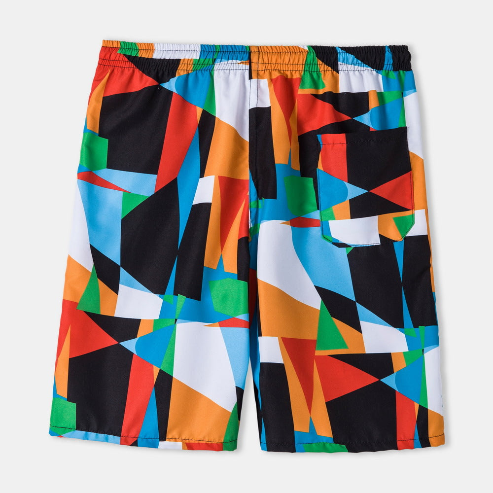 Herren Badeshorts mit lebhaftem geometrischem Muster und elastischem Bund Echoarchiv