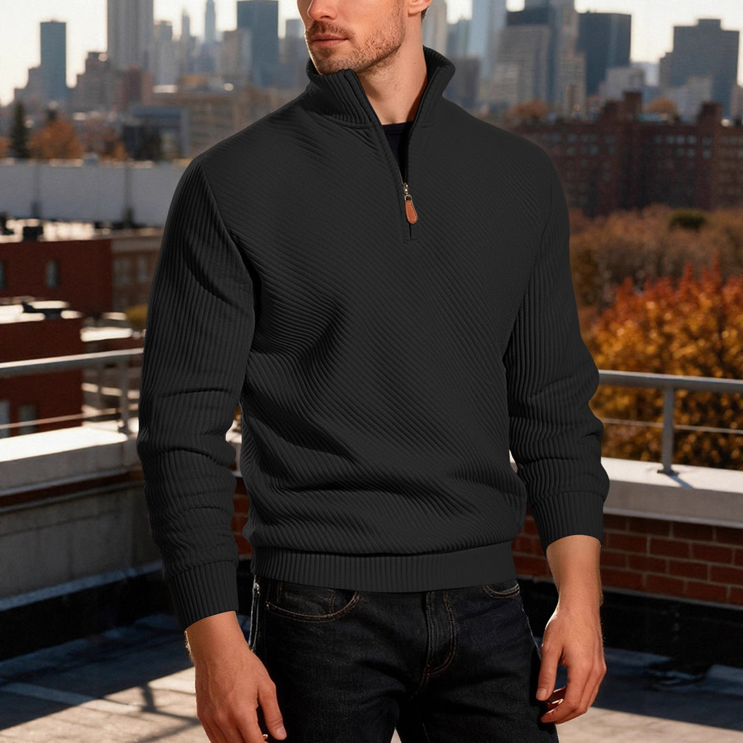 Herren Strickpullover mit hohem Kragen und Reißverschluss Echoarchiv