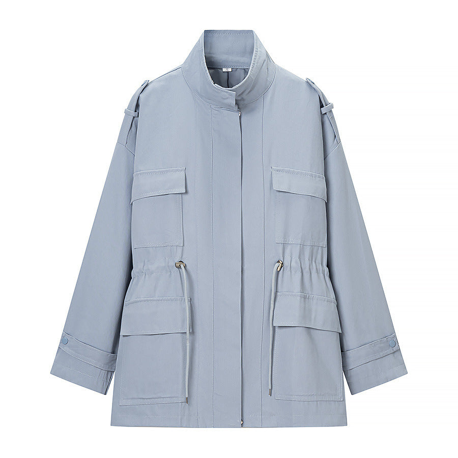 Damen Utility-Jacke mit Kordelzug, Stehkragen und aufgesetzten Taschen Echo Archiv