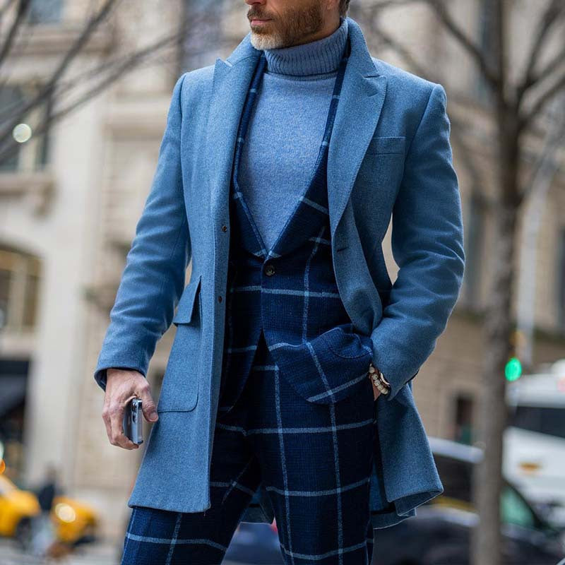 Herren eleganter Wool-Mantel mit strukturierter Oberfläche Echoarchiv