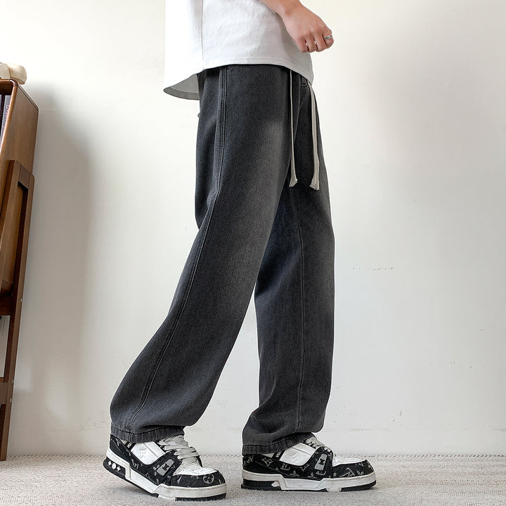 Herren weit geschnittene Denim-Hose mit verstellbarem Bund Echoarchiv