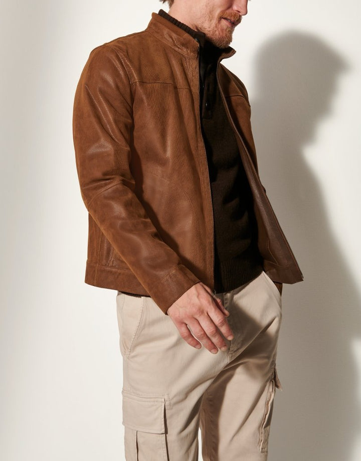 Herren Lederjacke im modernen Schnitt mit strukturiertem Obermaterial Echoarchiv