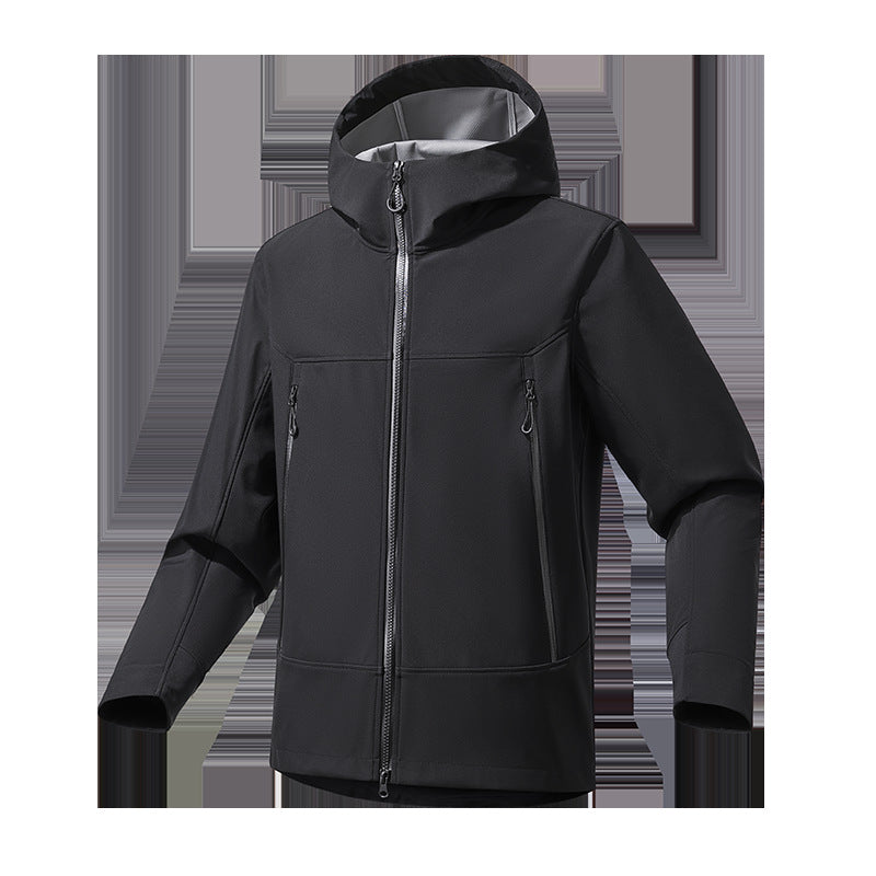 Herren Softshell‑Kapuzenjacke mit Stretch, wind- und wasserabweisender Membran und Zwei‑Wege‑Reißverschluss Echo Archiv
