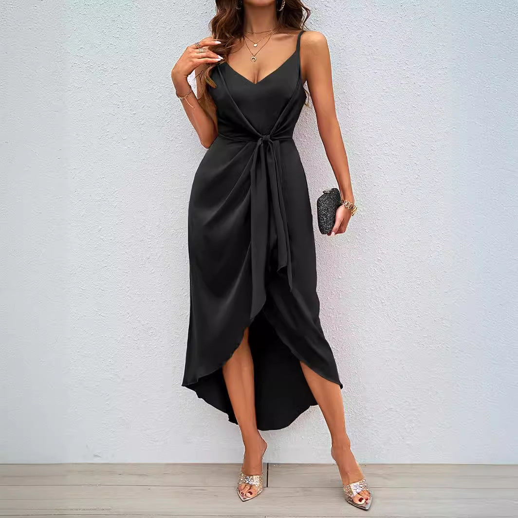 Damen Wickelkleid mit Elegantem V-Ausschnitt und Verspieltem Schlitz Echoarchiv