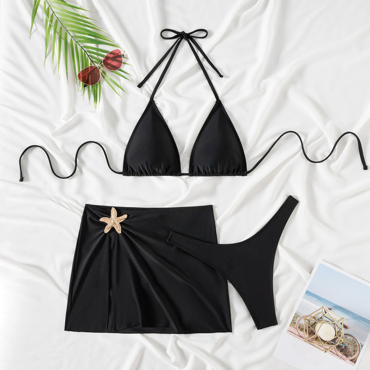 Damen Bikini mit elegantem Wickelrock und dekorativer Muschel-Applikation Echo Archiv