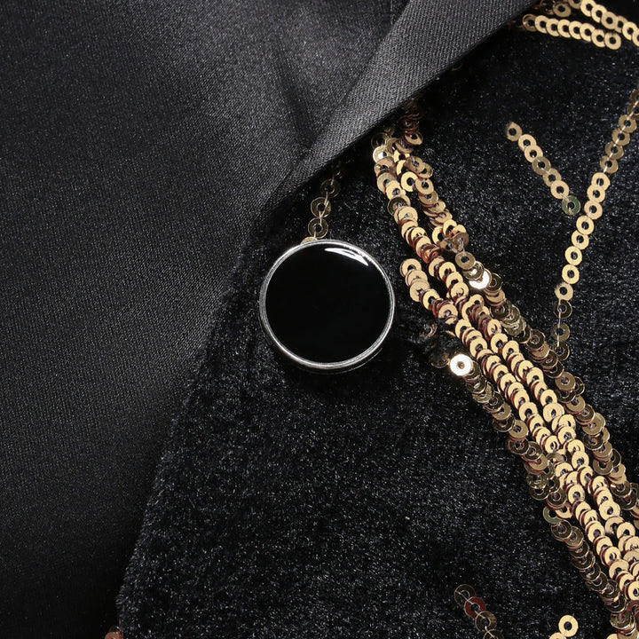 Herren luxuriöser Pailletten-Smokingblazer mit floralem Design Echoarchiv