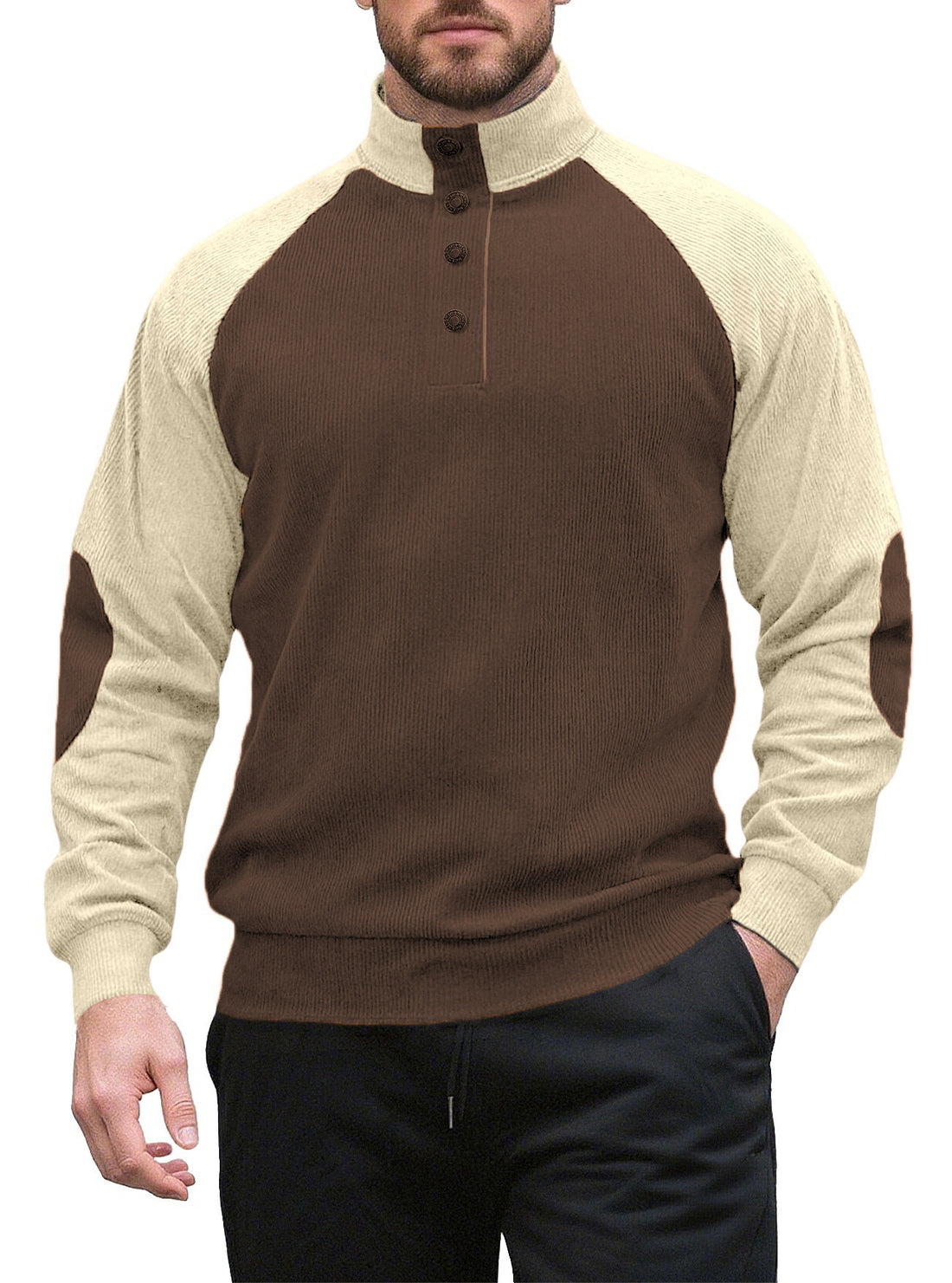 Herren Strickpullover mit modernem Stehkragen und Knopfleiste – Norvane