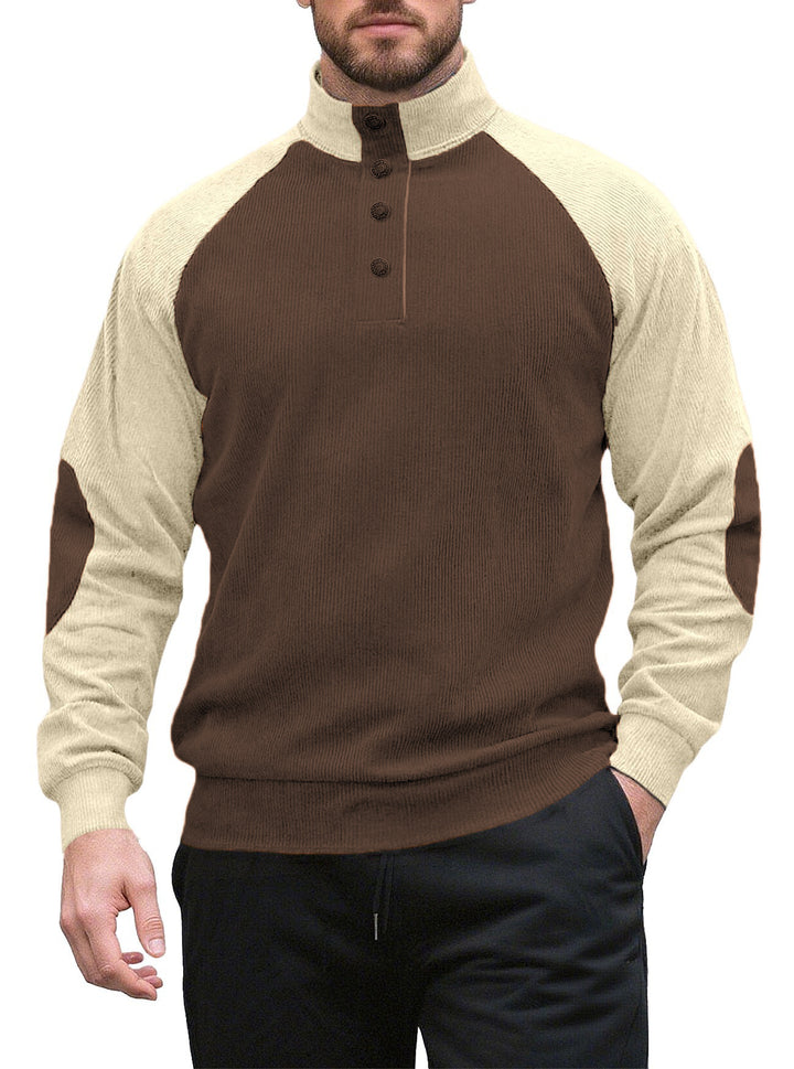 Herren Strickpullover mit modernem Stehkragen und Knopfleiste Echoarchiv