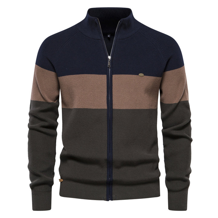 Herren Strickjacke mit modischem Farbblockdesign und hochwertigem Reißverschluss Echoarchiv