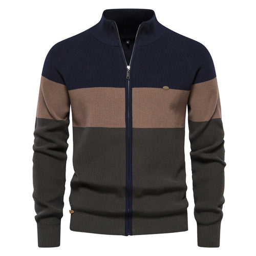 Herren Strickjacke mit modischem Farbblockdesign und hochwertigem Reißverschluss Echoarchiv