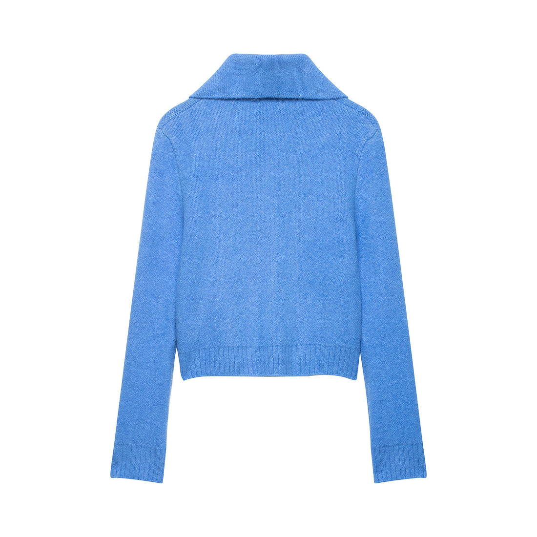 Damen Grobgestrickte Kurzjacke mit Reißverschluss, weitem Kragen und geripptem Saum Echoarchiv