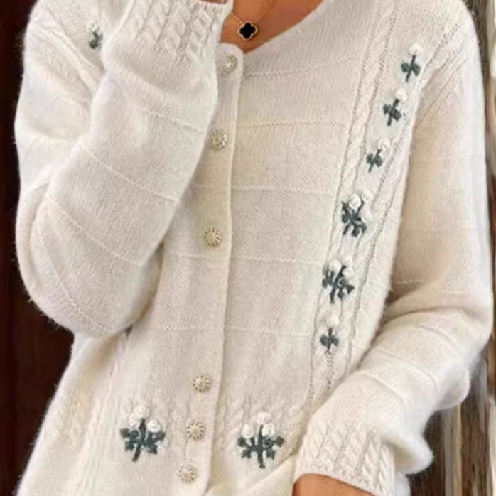 Damen nan Strickcardigan mit floraler Reliefstickerei und Zopfmuster Echo Archiv