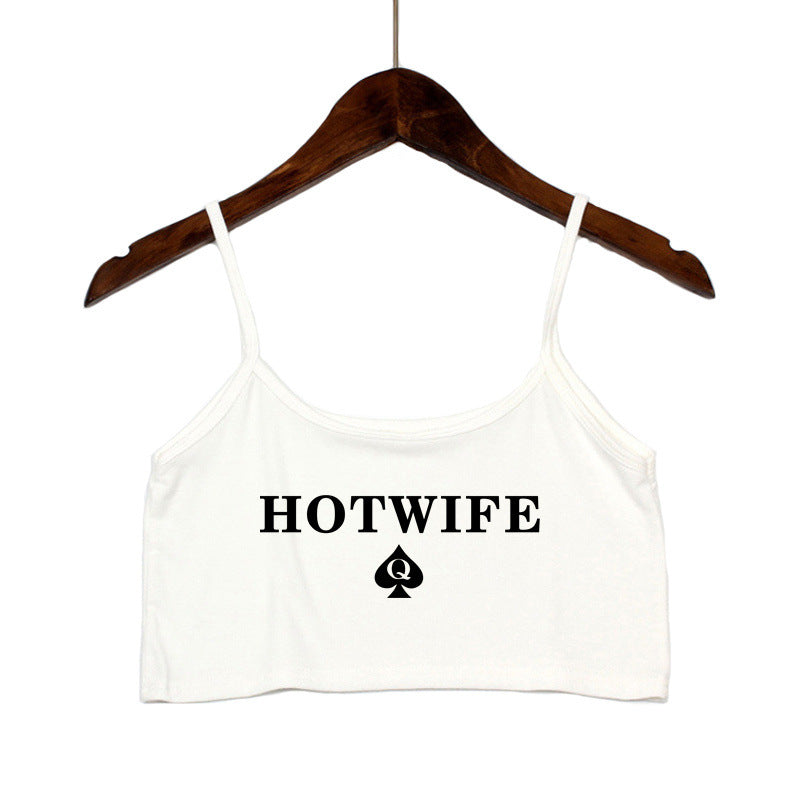 Damen Crop-Top mit modernen Schriftzügen und verstellbaren Trägern Echo Archiv
