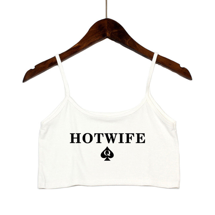 Damen Crop-Top mit modernen Schriftzügen und verstellbaren Trägern Echo Archiv