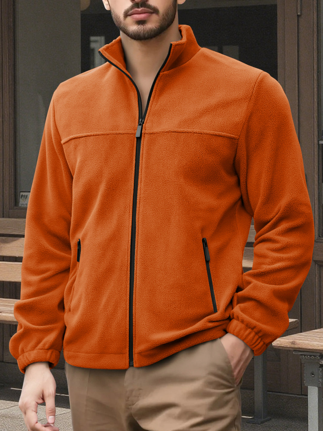 Herren Fleecejacke mit hohem Kragen Echoarchiv