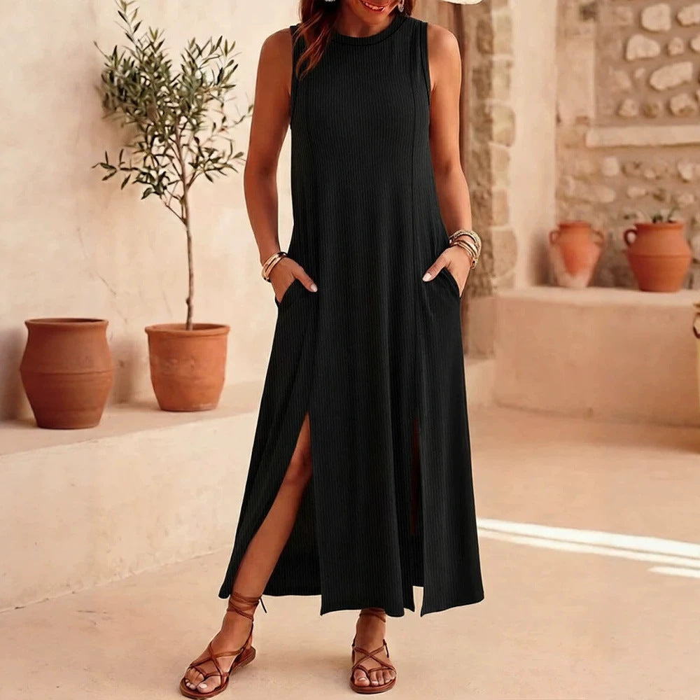 Damen Maxikleid mit elegantem Schlitz und praktischen Taschen Echo Archiv