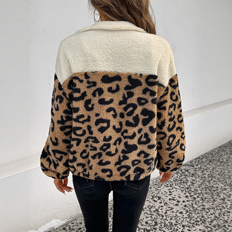 Damen Gemusterte Teddy-Jacke mit Leopardenprint Echo Archiv