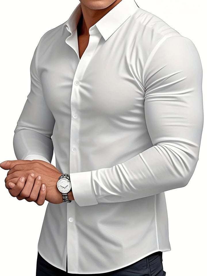 Herren Langarmhemd mit figurbetontem Schnitt und elegantem Kragen Echoarchiv