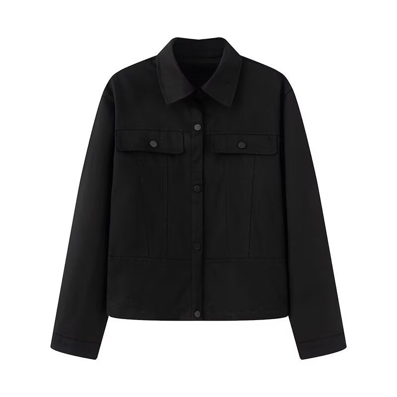 Damen leichtes Canvas Fieldjacket mit taillierten Abnähern, aufgesetzten Pattentaschen und verdeckter Druckknopfleiste – Célinea
