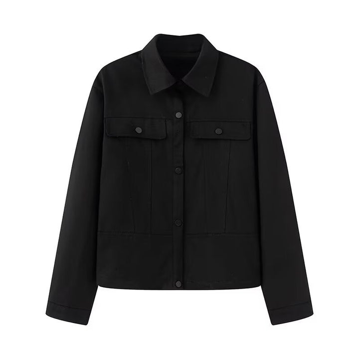 Damen leichtes Canvas Fieldjacket mit taillierten Abnähern, aufgesetzten Pattentaschen und verdeckter Druckknopfleiste – Célinea