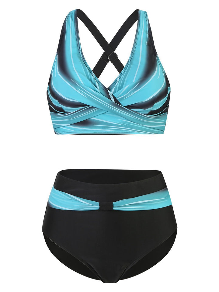 Damen High-Waist Bikini-Set mit modischem Wickeldesign Echo Archiv