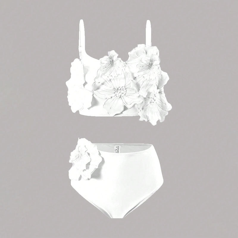 Damen Bikini-Set mit floralem 3D-Design und hochgeschnittenem Unterteil Echo Archiv
