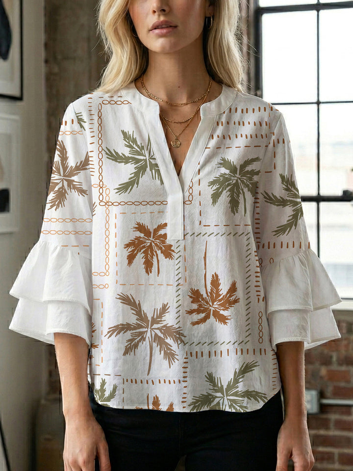 Damen Bluse mit Rüschendetails und auffälligem Animal-Print Echo Archiv
