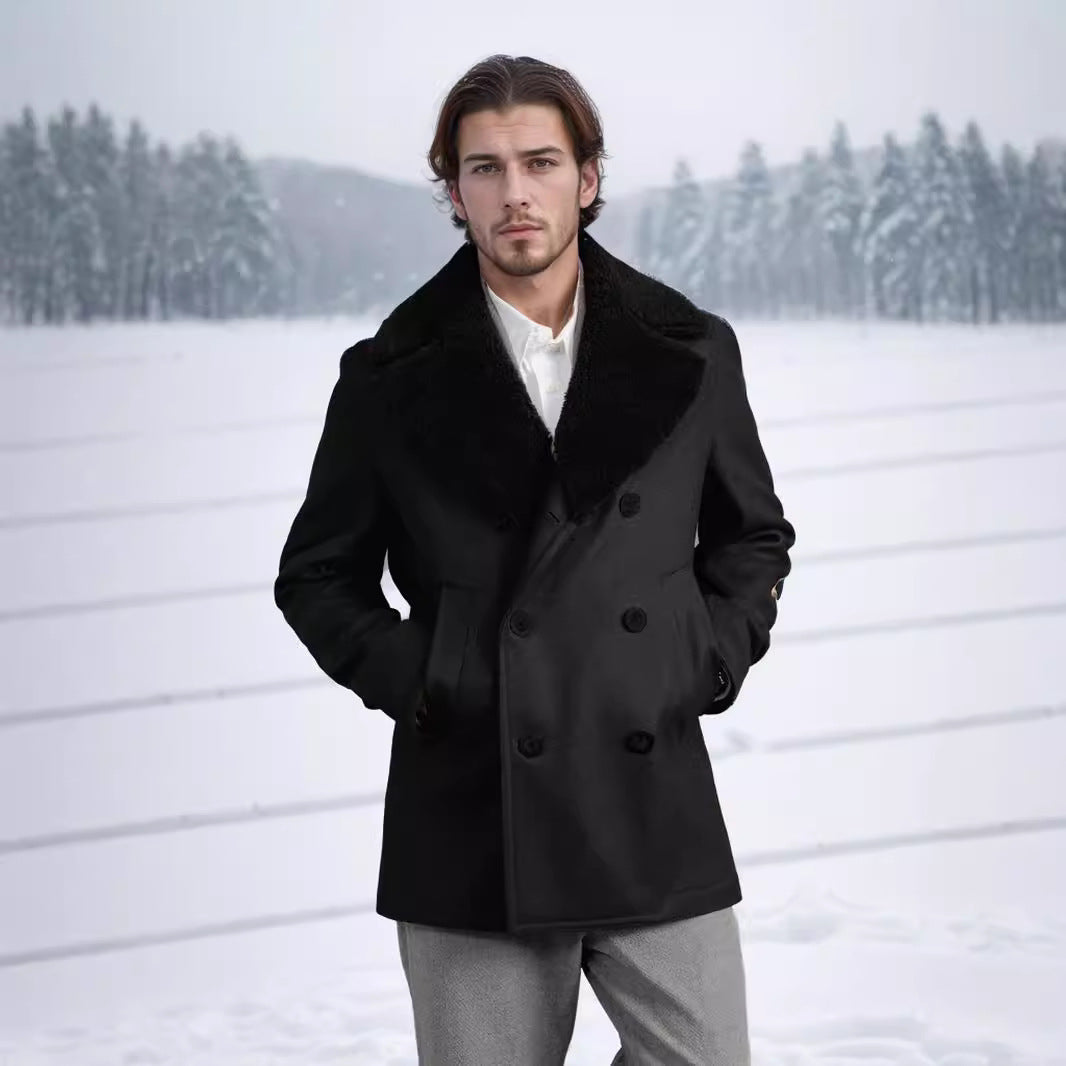 Herren eleganter Dufflecoat mit weichem Kragen Echoarchiv