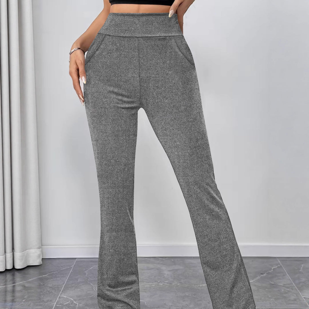Damen Schlaghose aus Stretch‑Strick mit hohem Bund und Eingrifftaschen Echoarchiv