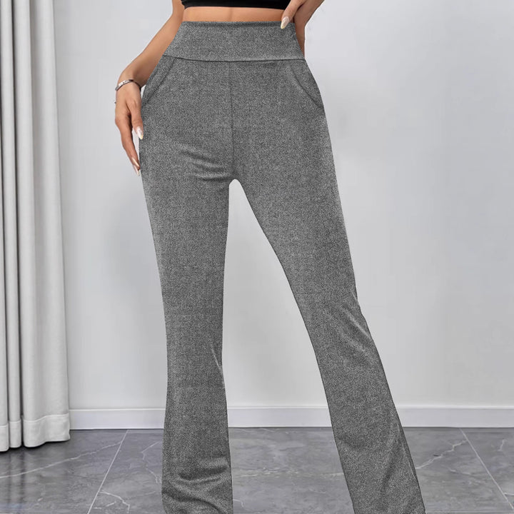 Damen Schlaghose aus Stretch‑Strick mit hohem Bund und Eingrifftaschen Echoarchiv