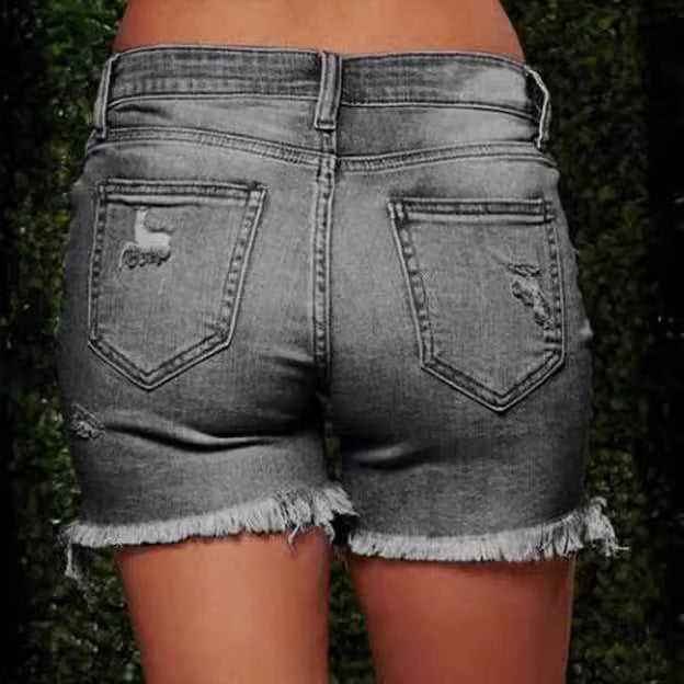 Damen klassische Destroyed Jeansshorts mit lässigem Schnitt Echo Archiv