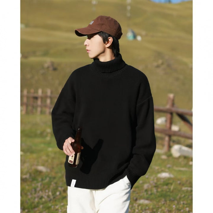 Damen Oversize-Rollkragenpullover aus weichem Baumwollmix mit gerippten Bündchen und verlängertem Saum Echoarchiv