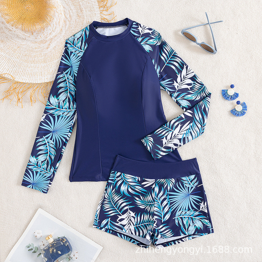 Damen Surfanzug mit langem Arm und stylishen Pflanzenmotiven Echo Archiv