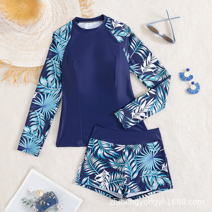 Damen Surfanzug mit langem Arm und stylishen Pflanzenmotiven Echo Archiv