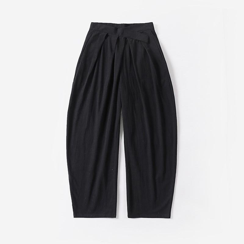 Damen Elegante Bundfalten-Hose mit ballonförmigem Bein und elastischem Taillenbund Echoarchiv