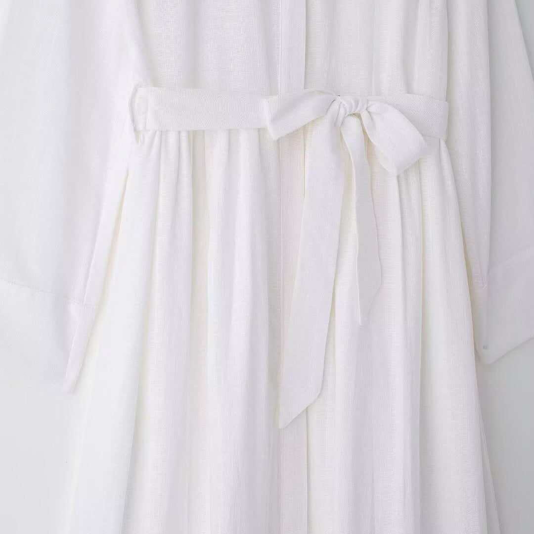 Damen Hemdkleid mit Taillengürtel und fließender Maxirock-Silhouette Echoarchiv